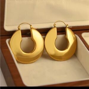 Gold Plated Thick Lightweight Hoop Earrings